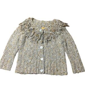 Ruby Rd. Gray and Yellow Knit Cardigan Sweater Size Large